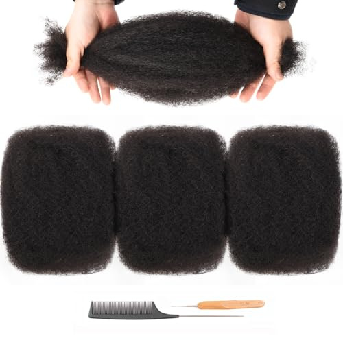 Originea Afro Kinky Bulk Human Hair for Locks Extensions Cheveux Naturel Humains 35cm 3 packs kinky-curly bulk twist meches pour tresses africaine Naturel Noir