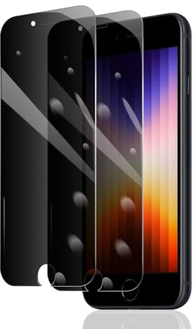 Fylnatc 2 Stück Sichtschutz Schutzfolie für iPhone 6/6S/7/8/SE3/SE2020/SE2022, Anti-Spy Panzer Schutz Glas, Anti-Spionage Panzerfolie, Display Sichtschutzfolie aus gehärtetem Glas, Privacy Schutzglas
