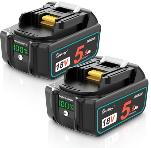 2X Waitley Batterie 5500mAh 18V per Makita BL1850 BL1860B BL1840 BL1830 BL1820B BL1815, Compatibili con Utensili Elettrici Makita 18V Li-ion
