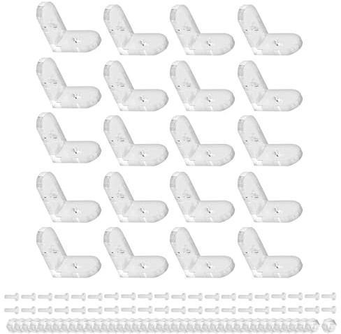 Alriedy 20 Stück Winkelverbinder Transparent mit 40 Schrauben und Muttern, 90 Grad Rechtwinklige Acrylglas Halterungen, L Winkel Klammern für Regale, Möbel, Schränke und DIY-Projekte