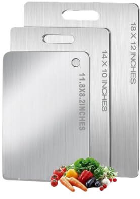 Titan-Schneidebretter 3er-Set für Küche, 100% reines geschnittenes Titan-Schneidebrett, doppelseitige Lebensmittelqualität Charcuterie Schneidebretter Spülmaschinenfest für Fleisch, Obst & Gemüse