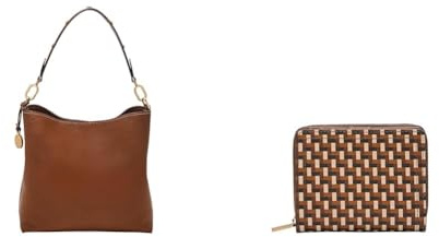 Fossil Damen Jessie Braune Ledertasche und Logan Portemonnaie, Set