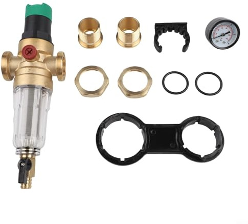 Zilimontt Regolatore di pressione dell'acqua in ottone con filtro di controlavaggio e manometro per installazioni idriche domestiche DN15 DN20 DN25 (DN25)