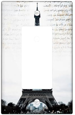 Paris Tower Lichtschalter-Abdeckung, moderner zeitgenössischer Text, himmelgrau, Kunststoff, Standardgröße, dekorative Schalterplatte für Schlafzimmer, Badezimmer, Küche, Eingangsdekoration
