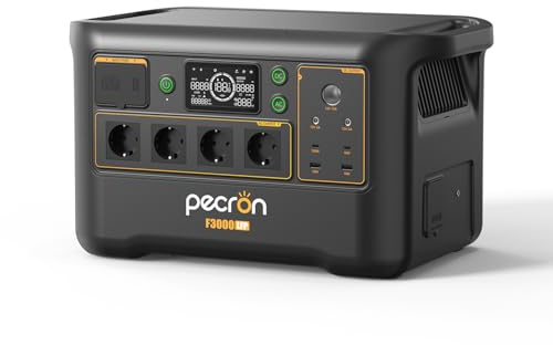 Station électrique portable F3000LFP Pecron, 4 prises AC 3600W/3072Wh générateur solaire, batterie LiFePO4 recharge rapide pour usage domestique