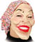 Hexen-Maske: alte Frau mit rosa Kopftuch, Latex, für Erwachsene