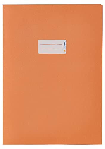 HERMA 5534 Heftumschläge A4 Papier Orange, 10 Stück, Hefthüllen mit Beschriftungsfeld aus kräftigem Recycling Altpapier & satten Farben, Heftschoner Set für Schulhefte, farbig