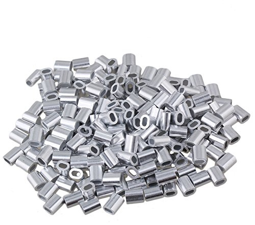 BQLZR 1mm Wire Rope Oval Aluminum Clip Ferrule Sleeves Clamp Pack of 200