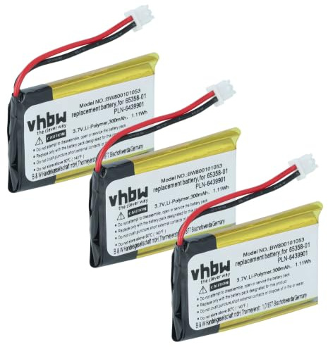 vhbw 3X Akku kompatibel mit Plantronics CS361 | CA12CD, CA12CD PTT, CS351, CS351V Wireless Headset Kopfhörer (300 mAh, 3,7 V, Li-Polymer)