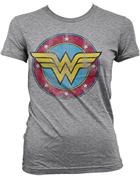 Officially Licensed Merchandise Wonder Woman Distressed Logo Girly Tee