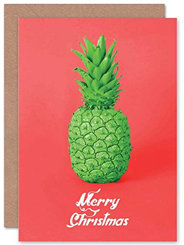 Wee Blue Coo CARD GREETING CHRISTMAS XMAS PINEAPPLE GREEN WEIRD