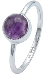 mantraroma Amethyst Silberring Damen 925 – runder Edelstein Ring Ø 7 mm, minimalistischer Ring modern Geschenkidee
