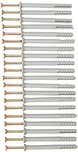 Bulk Hardware BH05917 martello tipo solido da parete con tassello in nylon, M6 x 70 mm (1/10,2 cm x 2.3/4 inch) – Confezione da 20