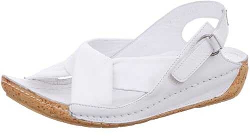 Gemini Damen Sandale aus Leder mit gekreuzten Riemen und Klettverschluss 032024