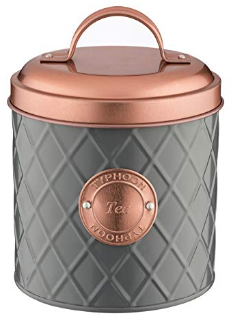 Typhoon Henrik Grey Lid Tea Storage Canister with Copper Lid, 12 cm