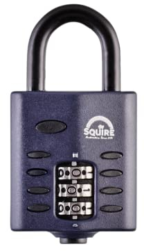 Squire Heavy Duty Padlock (CP30) - Toughest Steel Shackle - 3 Wheel Combination Small Padlock - Alloy Steel for Corrosion Resistance - Weatherproof Lock for Home, Luggage, Suitcase & Gym (Blue, 30 mm)