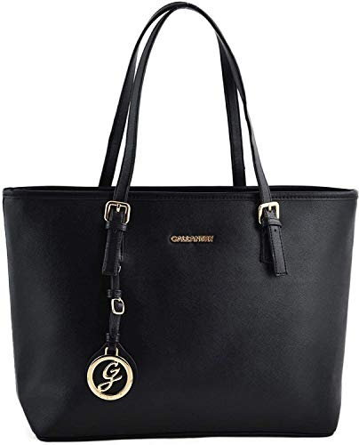 Gallantry - Handtasche für Damen – Einkaufstasche – Kunstleder – Kurstasche – Schule – Studentin – Shopping – groß + RFID Karl Loven (Weiß Schwarz), Schwarz , Utility