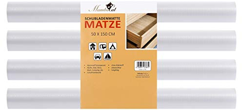 Mambocat Schubladenmatte Matze 4 teiliges Set | perfekt für 12 Standard Schubladen | 150 x 50 cm | transparente Antirutschmatte - individuell zuschneidbar