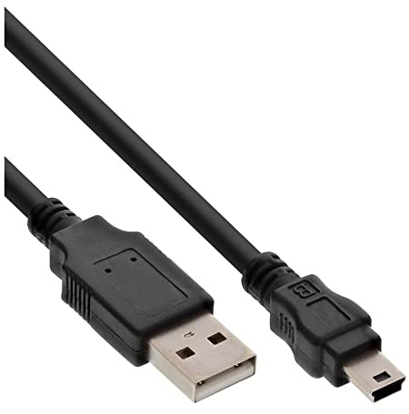 InLine 33107J USB 2.0 Mini-Kabel, USB A Stecker an Mini-B Stecker (5pol.), schwarz, 0,3m