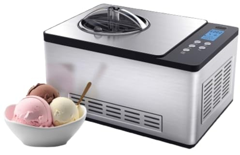Whynter Ice Cream Maker Machine & Yogurt Automatic 2 Qt. with Built-In Compressor, LCD Digital Display & Timer, No Pre-Freezing, ICM-220SSY, Stainless Steel