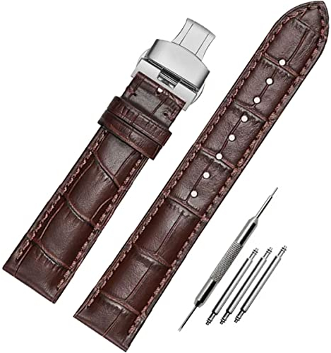 FOUUA Uhrenarmbänder Echtes Leder Uhrenarmbänder Alligator Geprägte Ersatz Faltschließe Armbänder 12 13 14 15 16 17 18 19 20 21 22 24mm