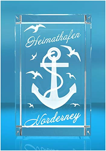 VIP-LASER 3D Glasquader I Heimathafen Norderney I Souvenir Geschenk Nordsee Urlaub