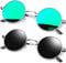 KANASTAL 2er Set Runde Sonnenbrille Herren Damen Retro Polarisierte Sonnenbrille Rund mit Metallrahmen 90er Hippie Rave Brille UV400 Schutz, Polarisiert Schwarze und Verspiegelt Grün