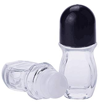 2PCS 30ml/1oz Empty Refillable Clear Glass Roll-on Bottle Deodorant Vial with Plastic Roller Ball Portable Travel Storage Container Jar Holder for Essential Oils Fragrance