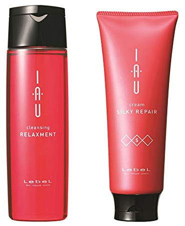 Lebel IAU Cleansing Relaxment Hair Shampoo 200ml & Lebel IAU Silky Repair Hair Treatment 200ml Set (Green Tea Set)