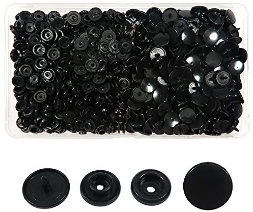 TOAOB T5 Kunststoff Druckknöpfe Nähfrei 12mm 150 Set Schwarz Buttons für DIY Basteln Scrapbook
