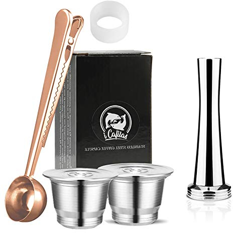 i Cafilas Capsules Nepresso réutilisables, en acier inoxydable, rechargeables, compatibles avec machine Dosettes de café réutilisables en métal durable