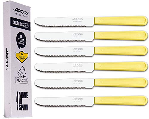 Arcos | Juego Cuchillos cuchillos mesa | 6 Uds | cuchillo fruta | cuchillo postre | Hoja 110 mm | Acero Inoxidable Martensítico | Mango Nylon | apto lavavajillas | Envase Ecológico