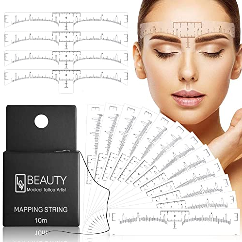 100er Pack Augenbrauenlineal mit 1 Box 10M Premium Eyebrow Mapping Ink String für Microblading