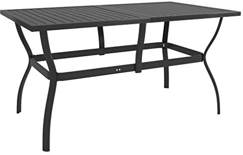 vidaXL Gartentisch Lattendesign Industriestil Esstisch Terrassentisch Balkontisch Gartenmöbel Tisch Metalltisch Anthrazit 140x80x72cm Stahl
