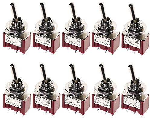 ETOPARS 10 Pièces Mini Interrupteur à Bascule on-on 6A 125V / 3A 250V 3 Broches 2 Positions SPDT Miniature Interrupteur Voiture Borne Soudure