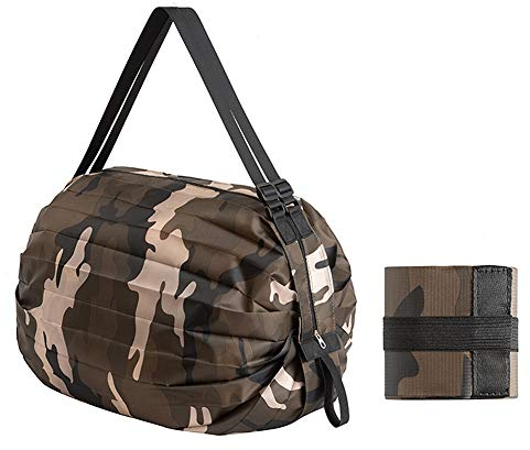 JUVEL Faltbare Einkaufstaschen, wiederverwendbare Einkaufstasche, praktische Einkaufstasche, Polyester, langlebig, waschbar, große Kapazität, zum Einkaufen Home Travel Outdoor Camping (Tarnung)