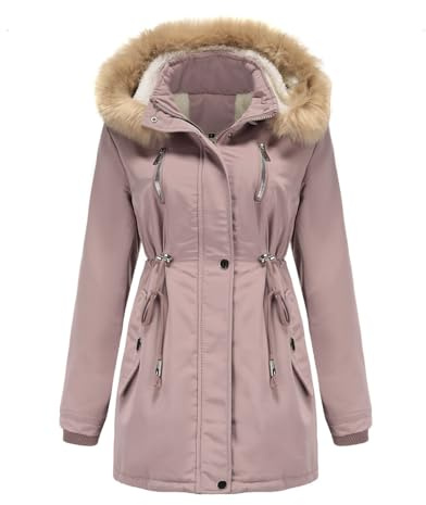 YFFUSHI Wintermantel Damen Warm Dicker Winterparka mit Fellkapuze Fell Kapuze Outdoor Jacke Mantel Oversized für Winter