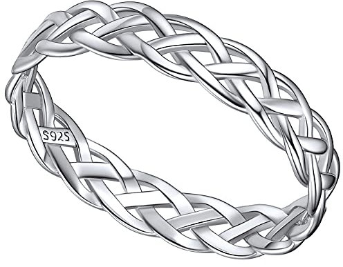 Wedding Ring Womens Sterling Silver Celtic Knot Promise Bands Pure Silver Thumb Ring for Woman Size O