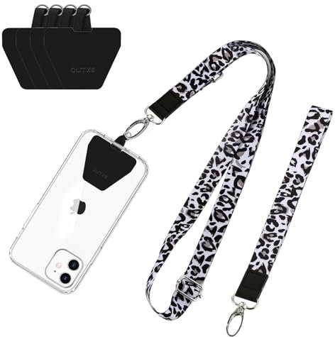OUTXE Phone Lanyard - 4× Pads, 1× Adjustable Neck Strap, 1× Wrist Strap, Nylon Phone Lanyard Compatible with All Smartphone