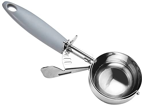JUNADAEL J 4 OZ Scoop, Large Ice Cream Scoop With Trigger, Disher, Size #8 (1/4 Cup) Cookie Scoop, Muffin Scoops, Gray Handle, For Cookie Dough, Cupcake Batter, Muffin, Ice Cream