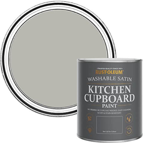 Rust-Oleum Grey Scrubbable Kitchen Cupboard Paint in Satin Finish - Grey Tree 750ml