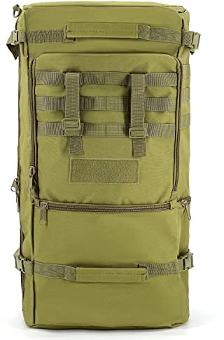 Alephnull 60L Tactical Camping Backpack Hiking Daypack Military Molle Rucksack Convertible Duffle Bag with Rain Cover (armeegrün, 60 Liter)
