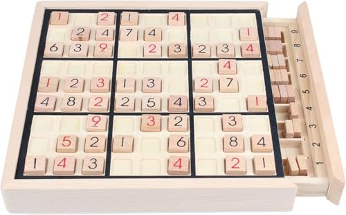 Ameego Wooden Digital Sudoku Board Game with Drawer Kids Logical Developmental Intelligence Math Brain Teaser Desktop Toy