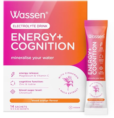 Wassen Energy & Cognition Hydration Drink Sachets | Vitamin C & Magnesium | 14