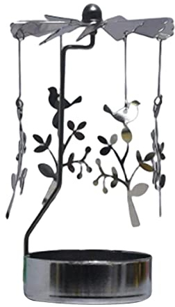 Facynde Schmetterling Teelicht Karussell Glas Teelichthalter Gold Teelichtglas Rotierender Kerzenhalter Teelichtkarussel aus Glas, Windlicht- Karussell, Motiv Schneeflocke
