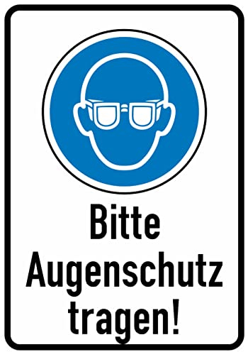 Daged Bitte Augenschutz tragen Aufkleber 23x16 cm Hinweiszeichen Sicherheitszeichen Sticker T-126