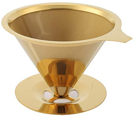Tyenaza Kaffeetropfer, Edelstahl-Titan-Gold-Kaffeefilter Zum Übergießen Mit Tassenständer Und Griff Für Den Heimgebrauch Im Büro