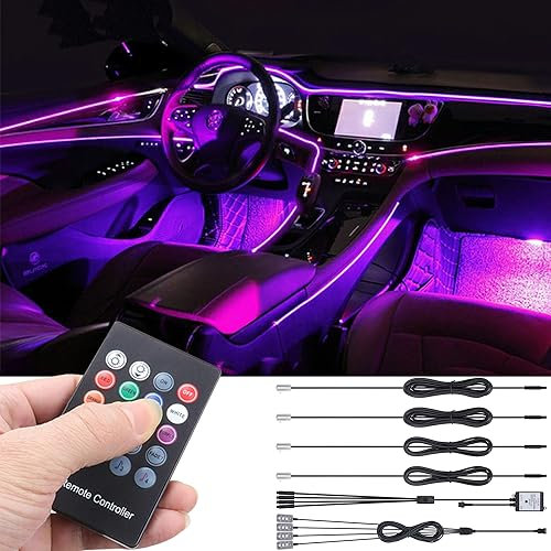 TABEN Neonleuchtleisten für das Auto, 4-teiliges Set, mit 8 Farben, zur Autodekoration, Stimmungslicht, Innenraumbeleuchtung, wasserdicht, DC12V (1 Set)