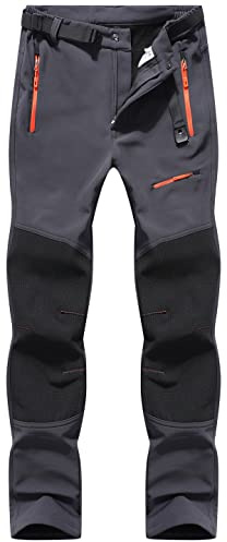 DAFENP Pantalon Ski Randonnee Homme Imperméable de Travail Hiver Montagne Softshell Chaud Doublé Polaire Outdoor MSKZ41035M-Grey1-XS