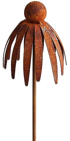 Manufaktur Lichtbogen Rost Gartenstecker Sonnenhut 78 cm Metall Gartendeko Stecker Blume Blüte Edelrost
